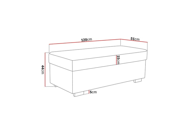 Crazy Fotpall med Förvaring 120x50 - Antracit - Möbler - Stolar & fåtöljer - Pall & puff - Fotpall