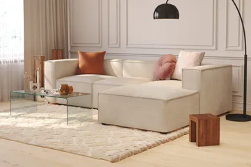 Cubo 1-sits  Rektangulär Fotpallsmodul i Manchester 120 cm bred - Beige - Möbler - Stolar & fåtöljer - Pall & puff - Fotpall