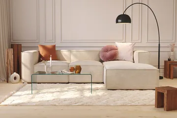Cubo 1-sits  Rektangulär Fotpallsmodul i Manchester 120 cm bred - Beige - Möbler - Stolar & fåtöljer - Pall & puff - Fotpall