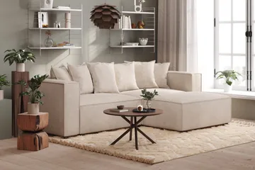 Cubo 1-sits  Rektangulär Fotpallsmodul i Manchester 120 cm bred - Beige - Möbler - Stolar & fåtöljer - Pall & puff - Fotpall