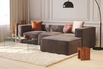 Cubo 1-sits  Rektangulär Fotpallsmodul i Sammet 120 cm bred - Mörkgrå - Möbler - Stolar & fåtöljer - Pall & puff - Fotpall