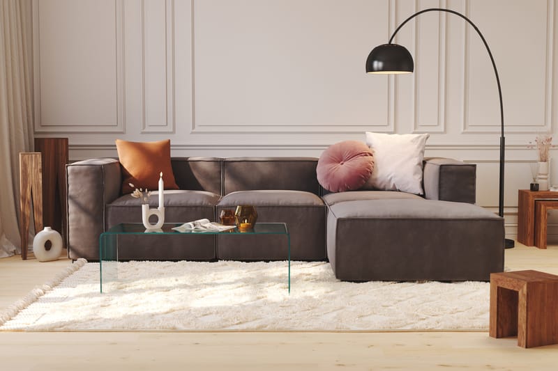 Cubo 1-sits  Rektangulär Fotpallsmodul i Sammet 80 cm bred - Mörkgrå - Möbler - Stolar & fåtöljer - Pall & puff - Fotpall