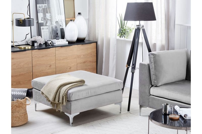 Evja Fotpall - Sammet/Grå - Möbler - Stolar & fåtöljer - Pall & puff - Fotpall