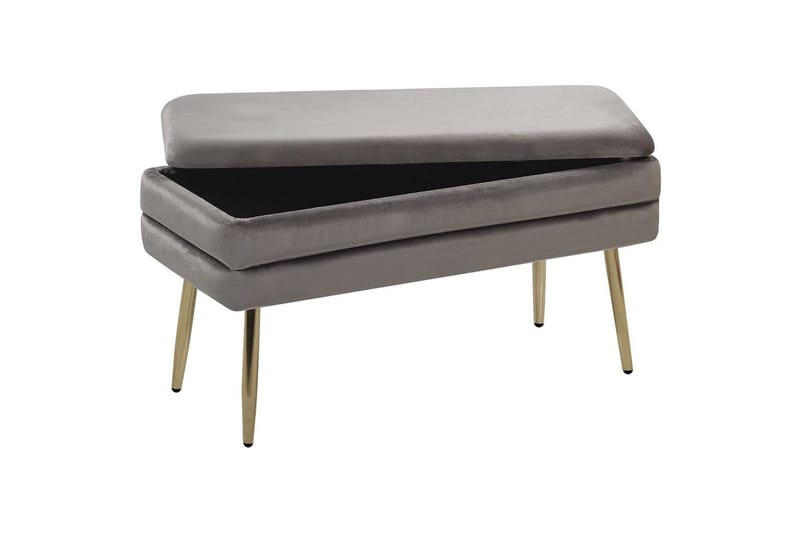 Förvaringsbänk Durham Grå - Grå - Möbler - Stolar & fåtöljer - Pall & puff - Fotpall - Bäddbar fotpall