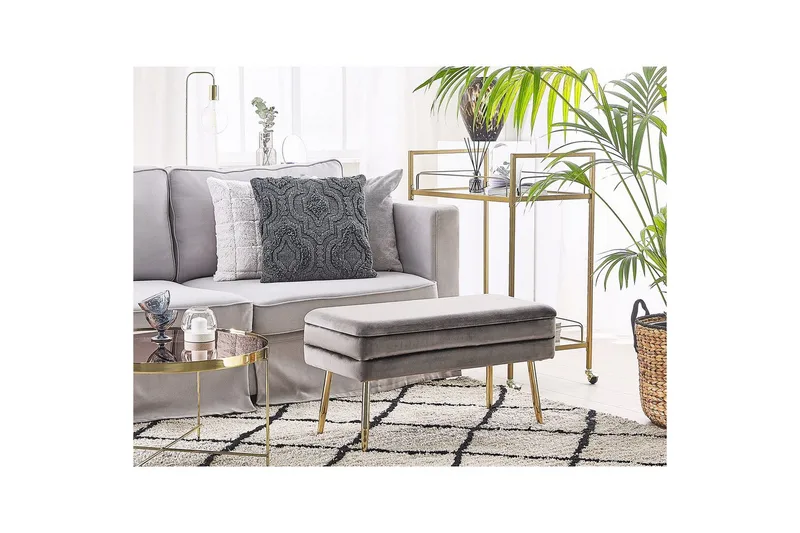 Förvaringsbänk Durham Grå - Grå - Möbler - Stolar & fåtöljer - Pall & puff - Fotpall - Bäddbar fotpall