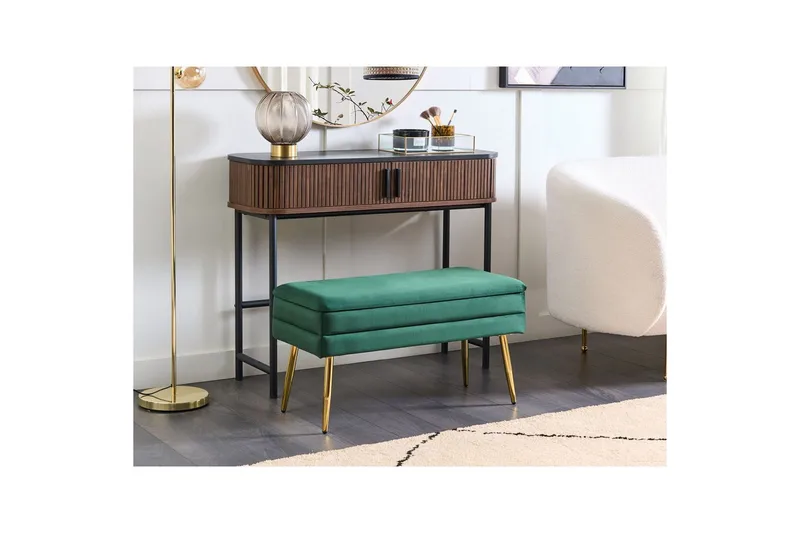 Förvaringsbänk Durham Grön/guld - Grön/guld - Möbler - Stolar & fåtöljer - Pall & puff - Fotpall - Bäddbar fotpall