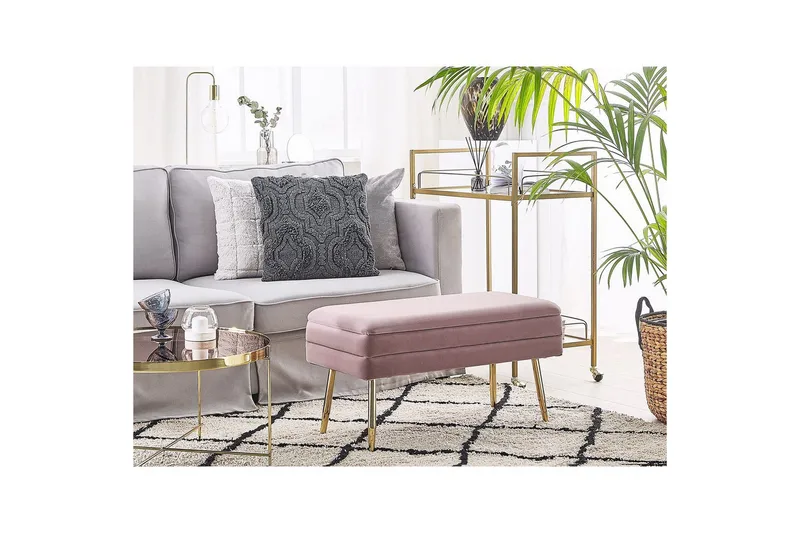 Förvaringsbänk Durham Rosa - Rosa - Möbler - Stolar & fåtöljer - Pall & puff - Fotpall - Bäddbar fotpall