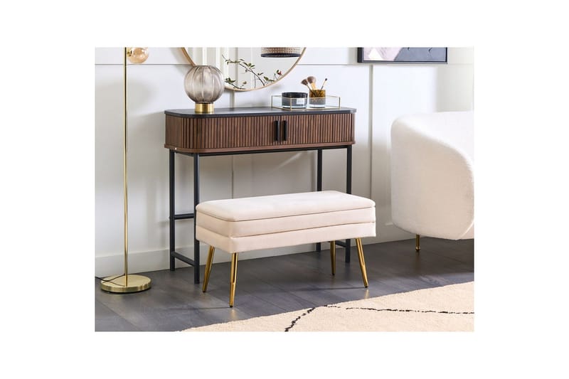 Förvaringsbänk Durham Vitt/guld - Vitt/guld - Möbler - Stolar & fåtöljer - Pall & puff - Fotpall - Bäddbar fotpall