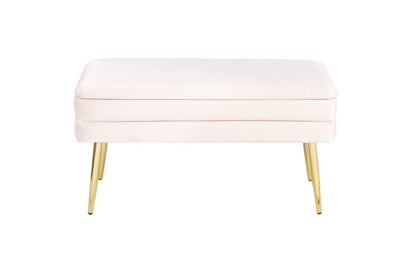 Förvaringsbänk Durham Vitt/guld - Vitt/guld - Möbler - Stolar & fåtöljer - Pall & puff - Fotpall - Bäddbar fotpall
