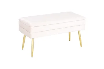 Förvaringsbänk Durham Vitt/guld