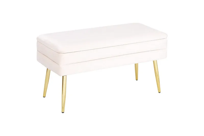 Förvaringsbänk Durham Vitt/guld - Vitt/guld - Möbler - Stolar & fåtöljer - Pall & puff - Fotpall - Bäddbar fotpall
