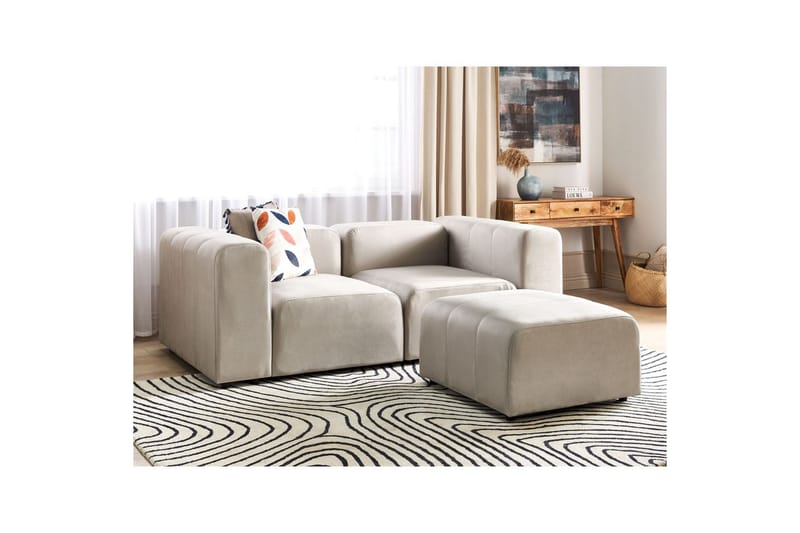 Fotpall Falsterbo Beige, Sammet - Beige, Sammet - Möbler - Stolar & fåtöljer - Pall & puff - Fotpall