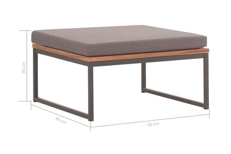 Fotpall med dyna 66x66x36 cm massivt akaciaträ mörkgrå - Grå - Möbler - Stolar & fåtöljer - Pall & puff - Fotpall