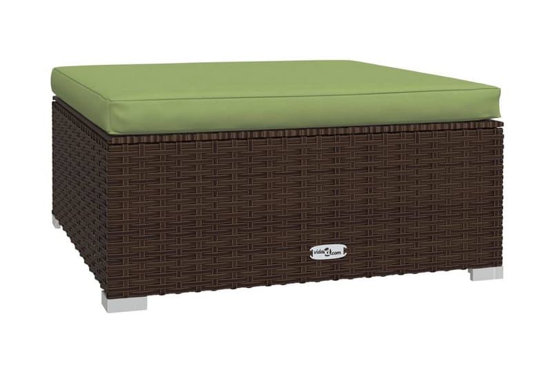 Fotpall med dyna för trädgården brun 70x70x30 cm konstrottin - Brun/Grön - Möbler - Stolar & fåtöljer - Pall & puff - Fotpall
