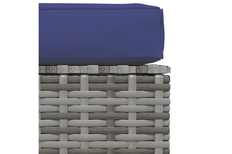 Fotpall med dyna för trädgården grå 70x70x30 cm konstrotting - Grå/Blå - Möbler - Stolar & fåtöljer - Pall & puff - Fotpall