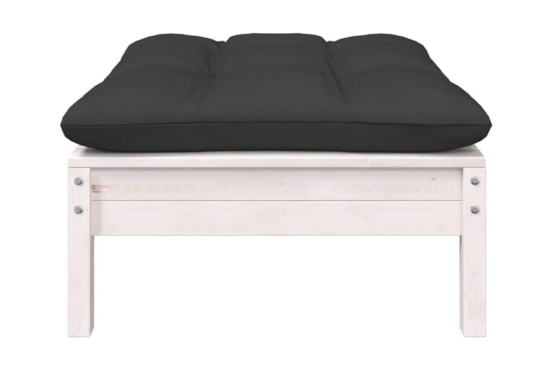 Fotpall med dyna för trädgården vit massiv furu - Vit - Möbler - Stolar & fåtöljer - Pall & puff - Fotpall