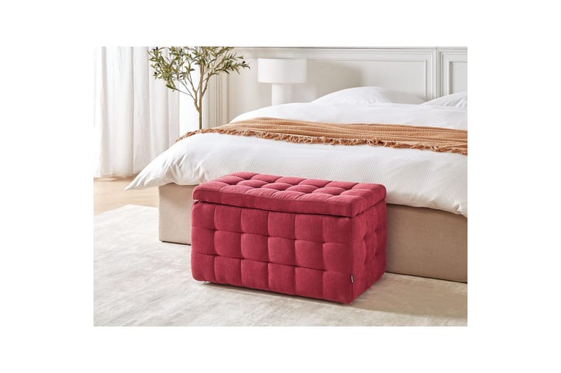 Fotpall Michigan Röd - Röd - Möbler - Stolar & fåtöljer - Pall & puff - Fotpall - Chesterfield fotpall