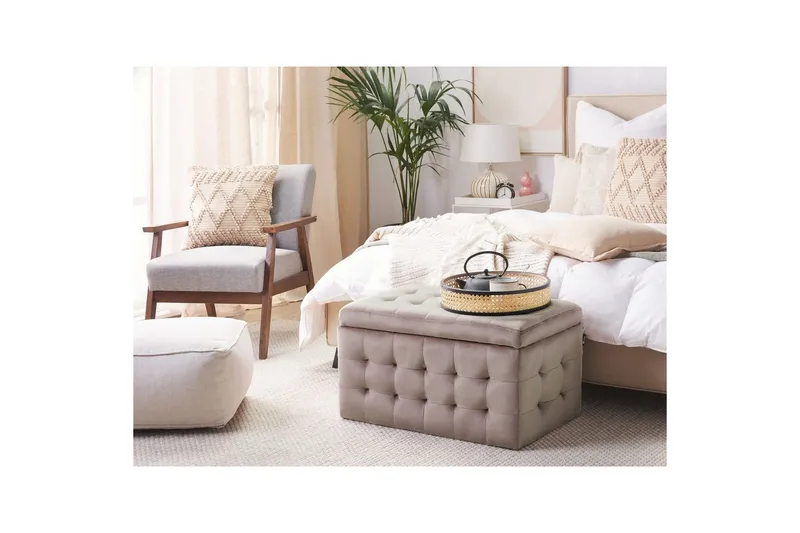 Fotpall Michigan Rosa - Rosa - Möbler - Stolar & fåtöljer - Pall & puff - Fotpall - Chesterfield fotpall