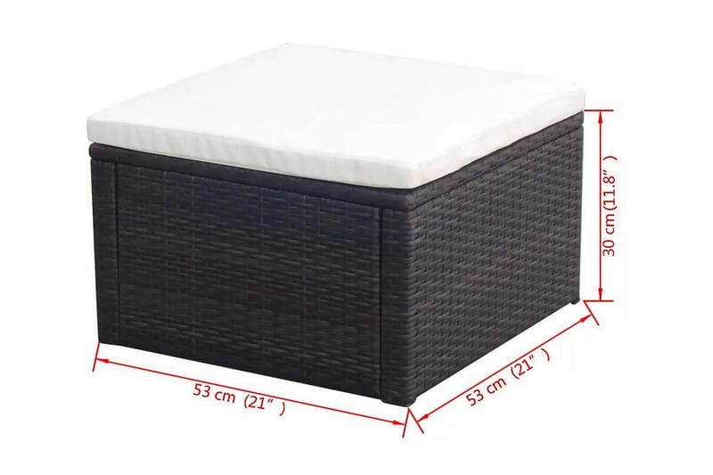 Fotpall ottoman 53x53x30 cm konstrotting brun - Brun - Fotpall