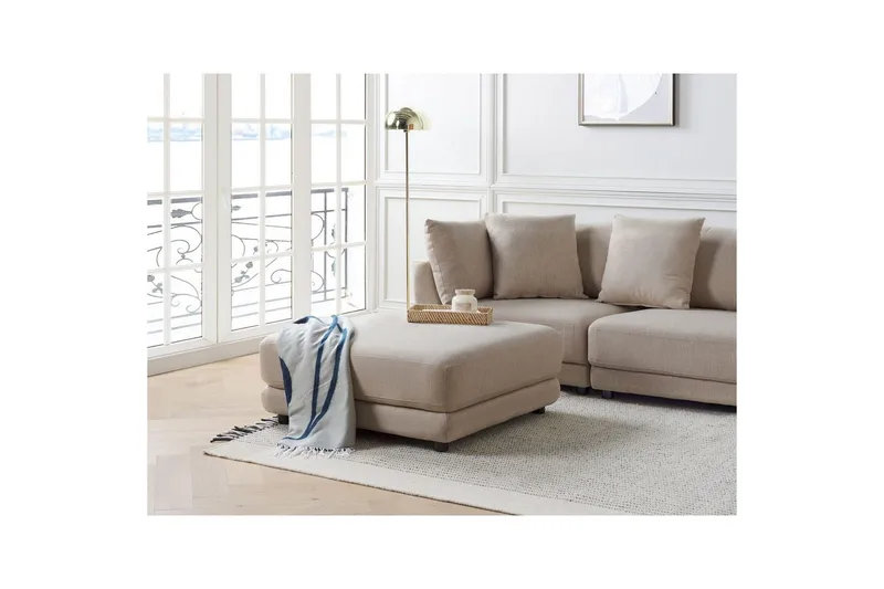 Fotpall Sigtuna Beige/svart - Beige/svart - Möbler - Stolar & fåtöljer - Pall & puff - Fotpall - Chesterfield fotpall