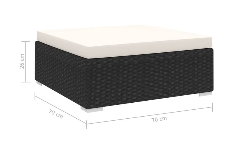 Fotpall till modulsoffa 1 st med dyna konstrotting svart - Svart - Möbler - Stolar & fåtöljer - Pall & puff - Fotpall