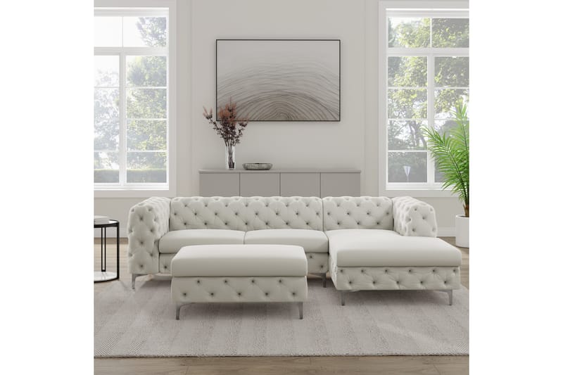 Glennie Fotpall 67 cm Rektangulär - Beige - Möbler - Stolar & fåtöljer - Pall & puff - Fotpall