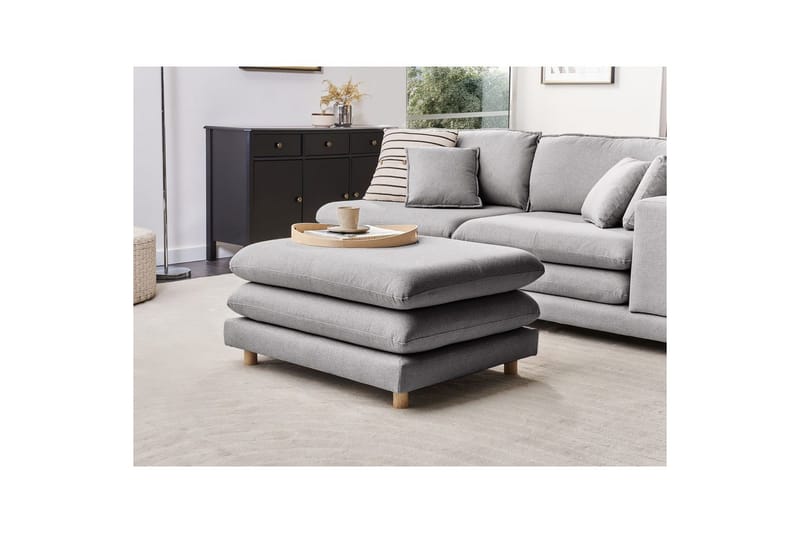 Fotpall Heden Grå/ljust trä - Grå/ljust trä - Möbler - Stolar & fåtöljer - Pall & puff - Fotpall