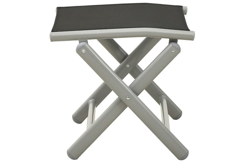 Fotpall hopfällbar textilen och aluminium svart och silver - Silver - Möbler - Stolar & fåtöljer - Pall & puff - Fotpall
