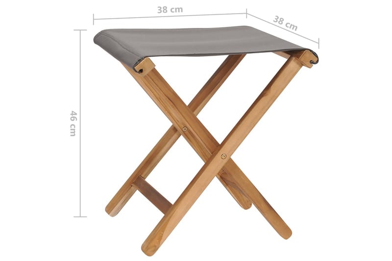 Hopfällbara stolar 2 st massiv teak och tyg mörkgrå - Grå - Möbler - Stolar & fåtöljer - Pall & puff - Fotpall