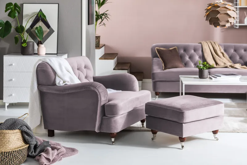 Howard Riviera Fotpall Sammet - Lila - Möbler - Stolar & fåtöljer - Pall & puff - Fotpall