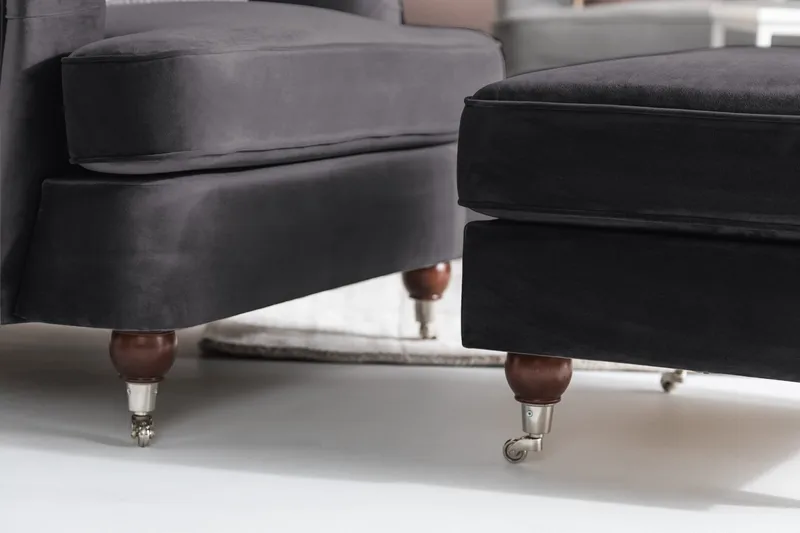 Howard Riviera Fotpall Sammet - Mörkgrå - Möbler - Stolar & fåtöljer - Pall & puff - Fotpall