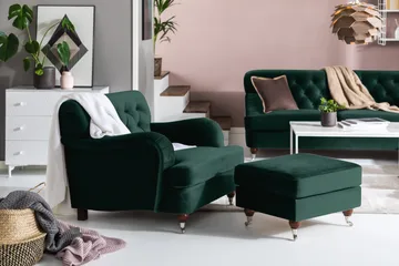 Howard Riviera Fotpall Sammet - Mörkgrön - Möbler - Stolar & fåtöljer - Pall & puff - Fotpall