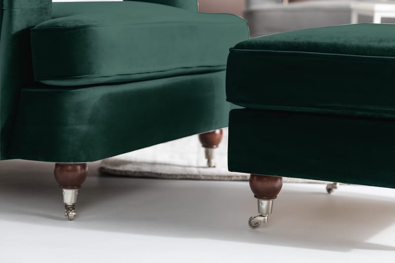 Howard Riviera Fotpall Sammet - Mörkgrön - Möbler - Stolar & fåtöljer - Pall & puff - Fotpall