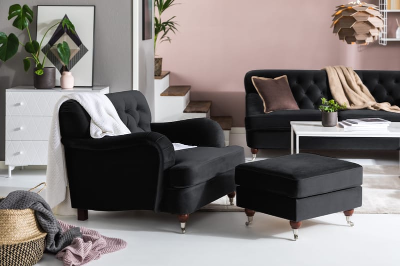 Howard Riviera Fotpall Sammet - Svart - Möbler - Stolar & fåtöljer - Pall & puff - Fotpall