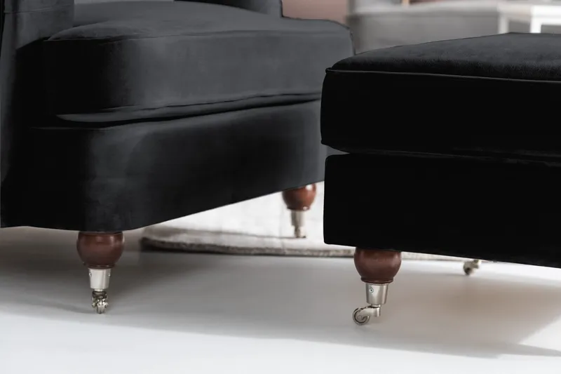 Howard Riviera Fotpall Sammet - Svart - Möbler - Stolar & fåtöljer - Pall & puff - Fotpall