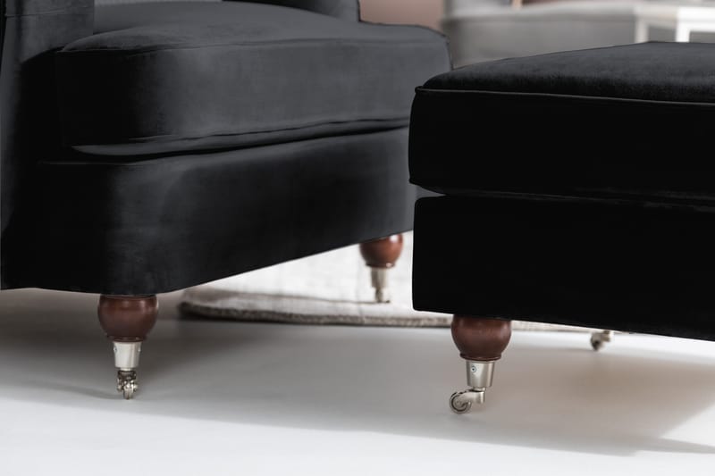 Howard Riviera Fotpall Sammet - Svart - Möbler - Stolar & fåtöljer - Pall & puff - Fotpall