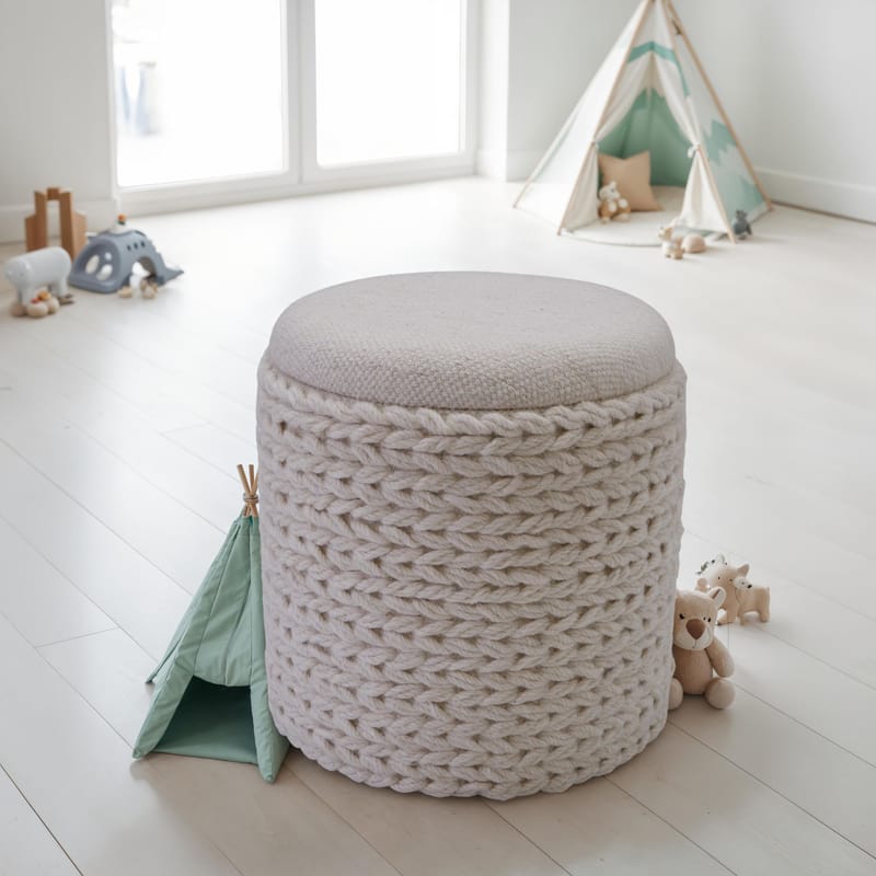 Ivoino Pall 40 cm - cremefärgad - Möbler - Stolar & fåtöljer - Pall & puff - Fotpall - Fotpall med förvaring