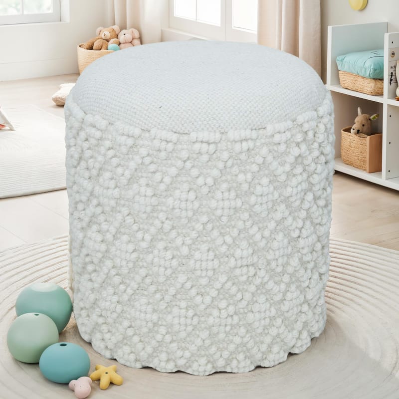 Ivoino Pall 40 cm - grå och gräddvit - Möbler - Stolar & fåtöljer - Pall & puff - Fotpall - Fotpall med förvaring