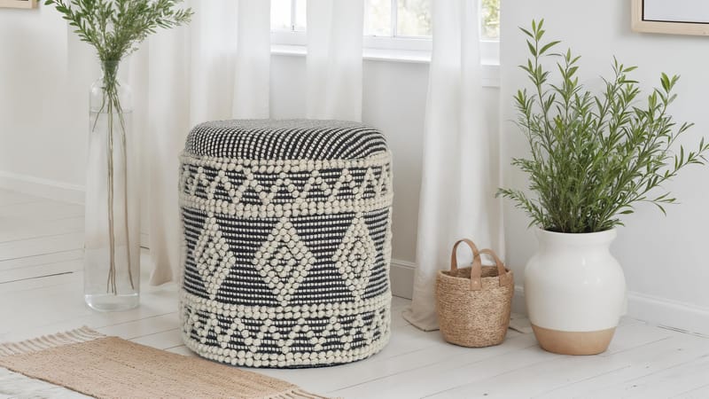 Ivoino Pall 40 cm - Svart/Vit - Möbler - Stolar & fåtöljer - Pall & puff - Fotpall - Fotpall med förvaring