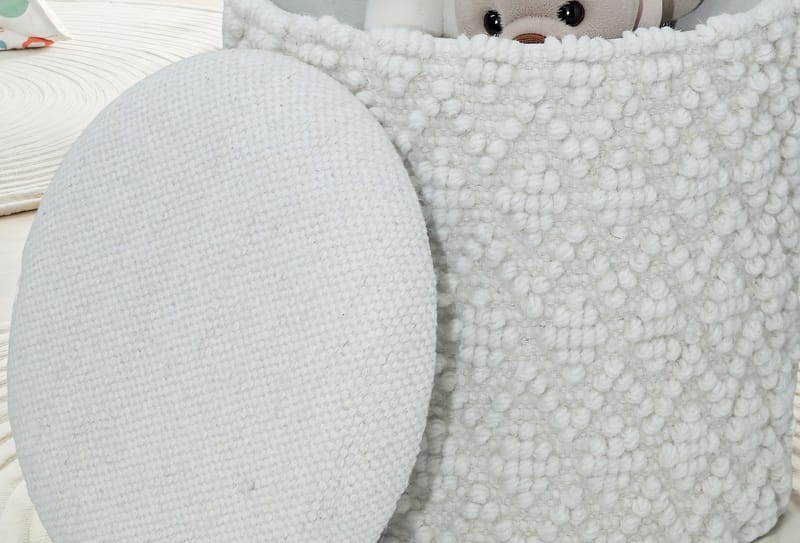 Ivoino Pall 40 cm - grå och gräddvit - Möbler - Stolar & fåtöljer - Pall & puff - Fotpall - Fotpall med förvaring