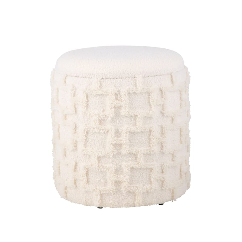 Ivoino Pall 40 cm - gräddvit med gråbruna inslag - Möbler - Stolar & fåtöljer - Pall & puff - Fotpall - Fotpall med förvaring