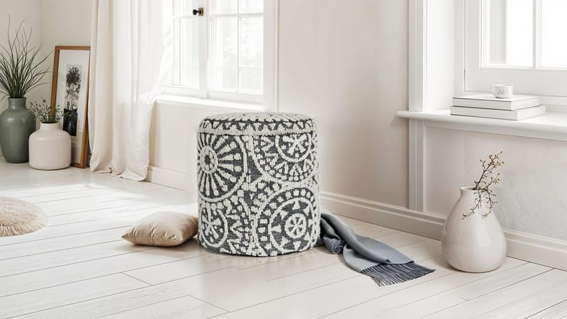 Ivoino Pall 40 cm - Svart/Vit - Möbler - Stolar & fåtöljer - Pall & puff - Fotpall - Fotpall med förvaring