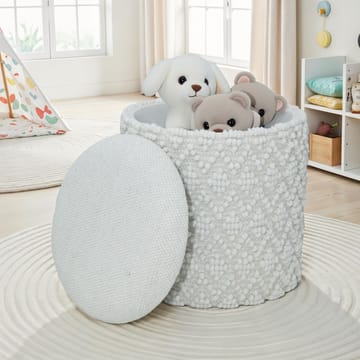 Ivoino Pall 40 cm - grå och gräddvit - Möbler - Stolar & fåtöljer - Pall & puff - Fotpall - Fotpall med förvaring