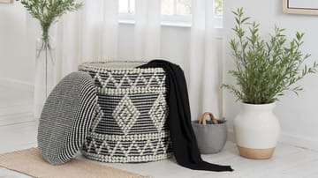 Ivoino Pall 40 cm - Svart/Vit - Möbler - Stolar & fåtöljer - Pall & puff - Fotpall - Fotpall med förvaring