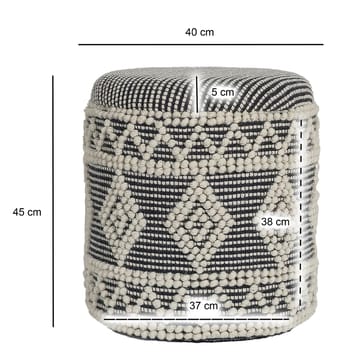 Ivoino Pall 40 cm - Svart/Vit - Möbler - Stolar & fåtöljer - Pall & puff - Fotpall - Fotpall med förvaring