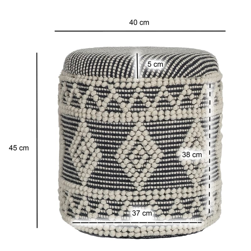 Ivoino Pall 40 cm - Svart/Vit - Möbler - Stolar & fåtöljer - Pall & puff - Fotpall - Fotpall med förvaring