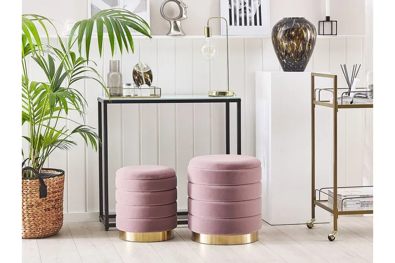 Lerbodatorp Fotpall med Förvaring 2-pack - Rosa - Möbler - Stolar & fåtöljer - Pall & puff - Fotpall - Fotpall med förvaring