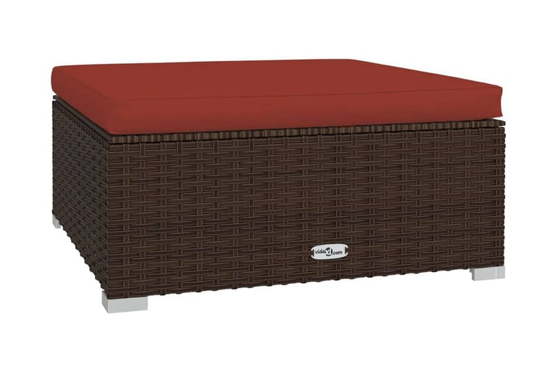 Fotpall med dyna för trädgården brun 70x70x30 cm konstrottin - Brun/Röd - Möbler - Stolar & fåtöljer - Pall & puff - Fotpall