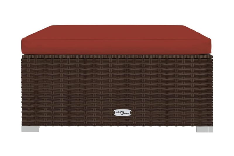 Fotpall med dyna för trädgården brun 70x70x30 cm konstrottin - Brun/Röd - Möbler - Stolar & fåtöljer - Pall & puff - Fotpall
