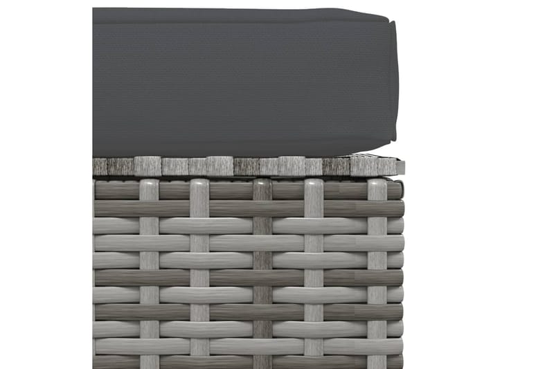 Fotpall med dyna för trädgården grå 70x70x30 cm konstrotting - Grå - Möbler - Stolar & fåtöljer - Pall & puff - Fotpall